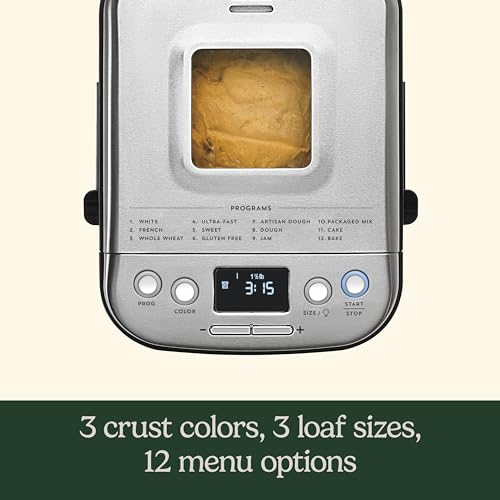 2LB Stainless Steel Bread Maker Machine with 12 Programs