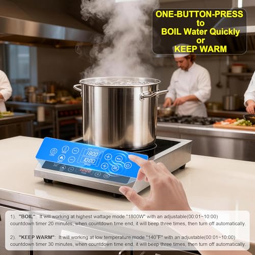 1800W Stainless Steel Induction Cooktop Single Burner
