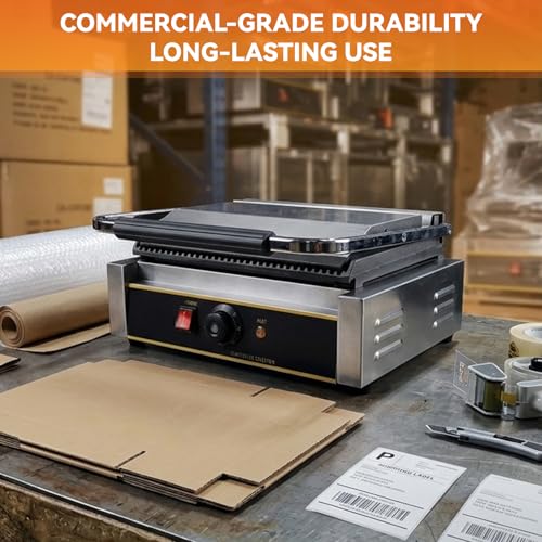Commercial Panini Press Grill with Adjustable Temperature