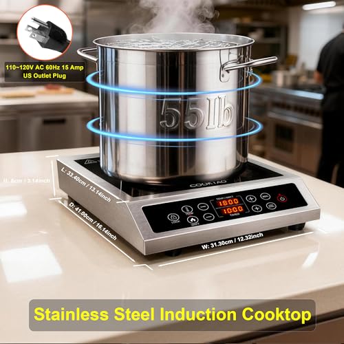 1800W Stainless Steel Induction Cooktop Single Burner