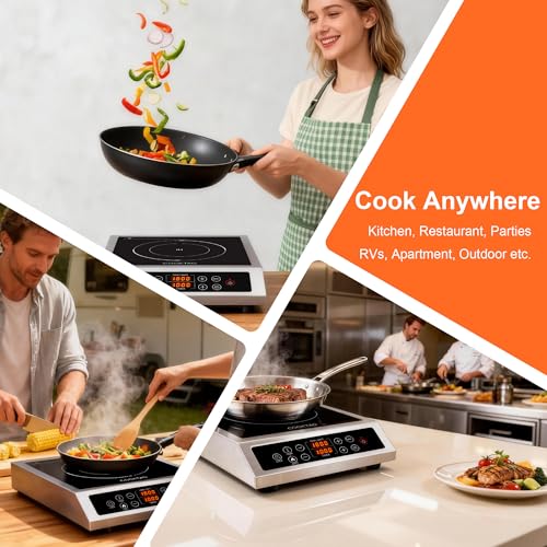 1800W Stainless Steel Induction Cooktop Single Burner