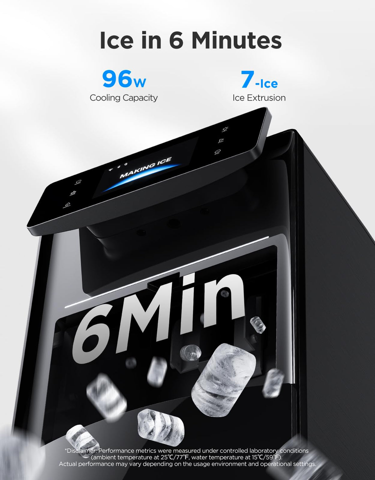 Smart Nugget Ice Maker 60LBS Daily with 6 Minute Ice Making