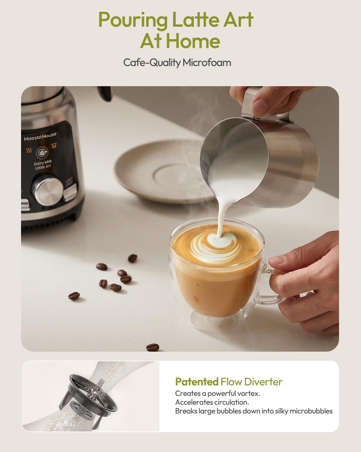 17oz Electric Milk Frother and Steamer with Fast Heating