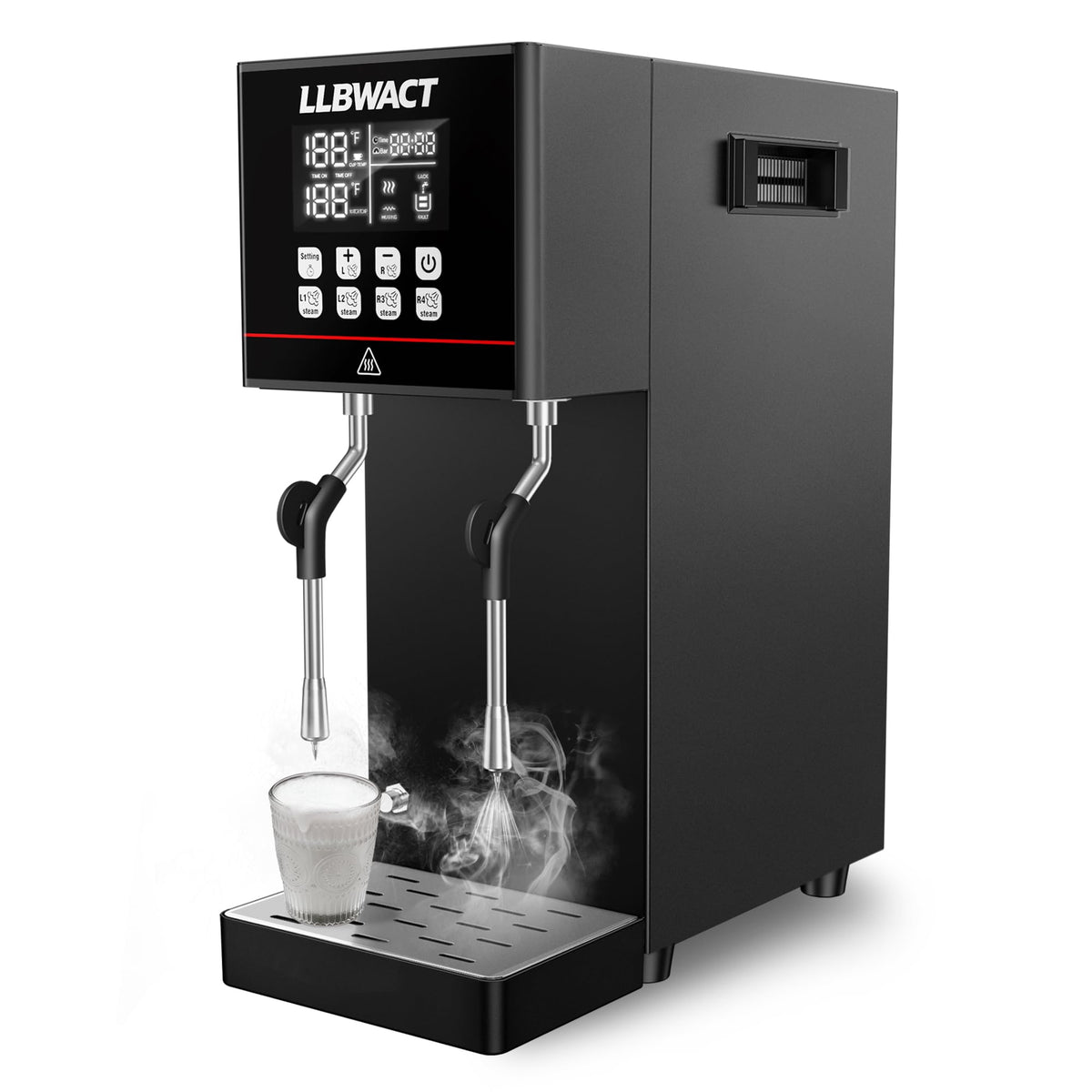 2000W Commercial Steam Milk Frother with 8L Boiler and LED Display