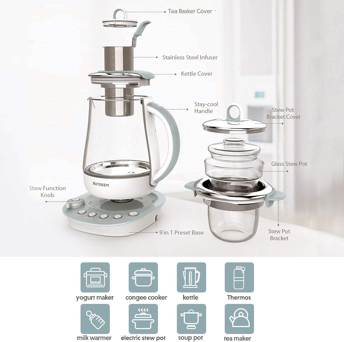 1.5L Multi Functional Electric Tea Maker and Kettle