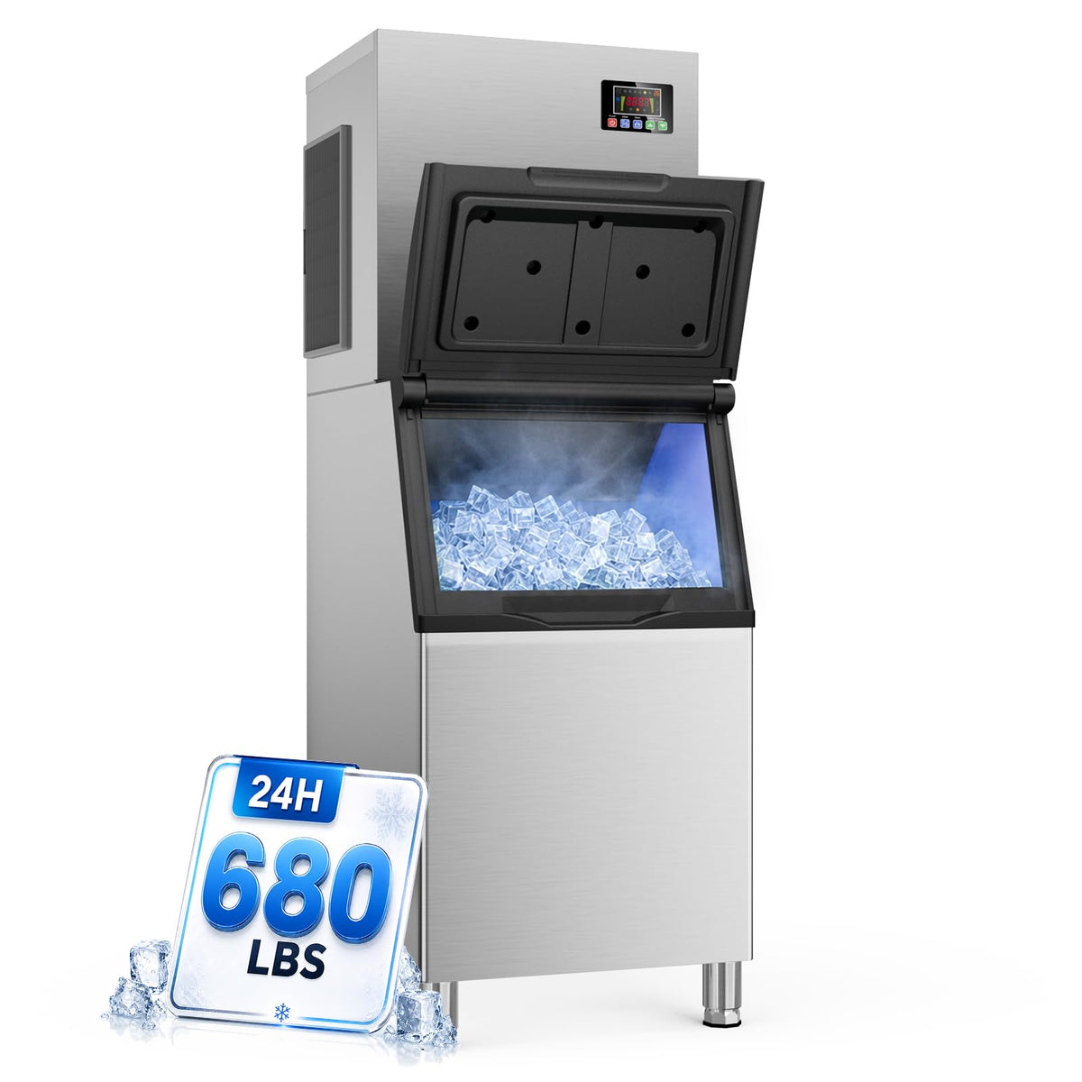 760LBS Commercial Ice Maker with 560LBS Storage Bin