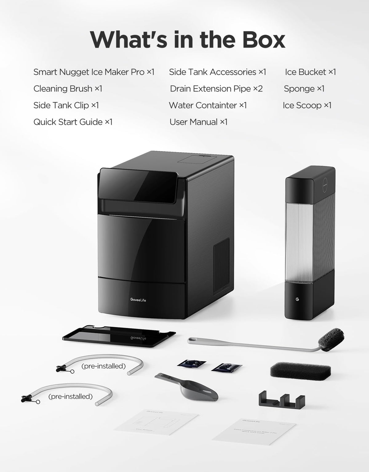 Smart Nugget Ice Maker 60LBS Daily with 6 Minute Ice Making