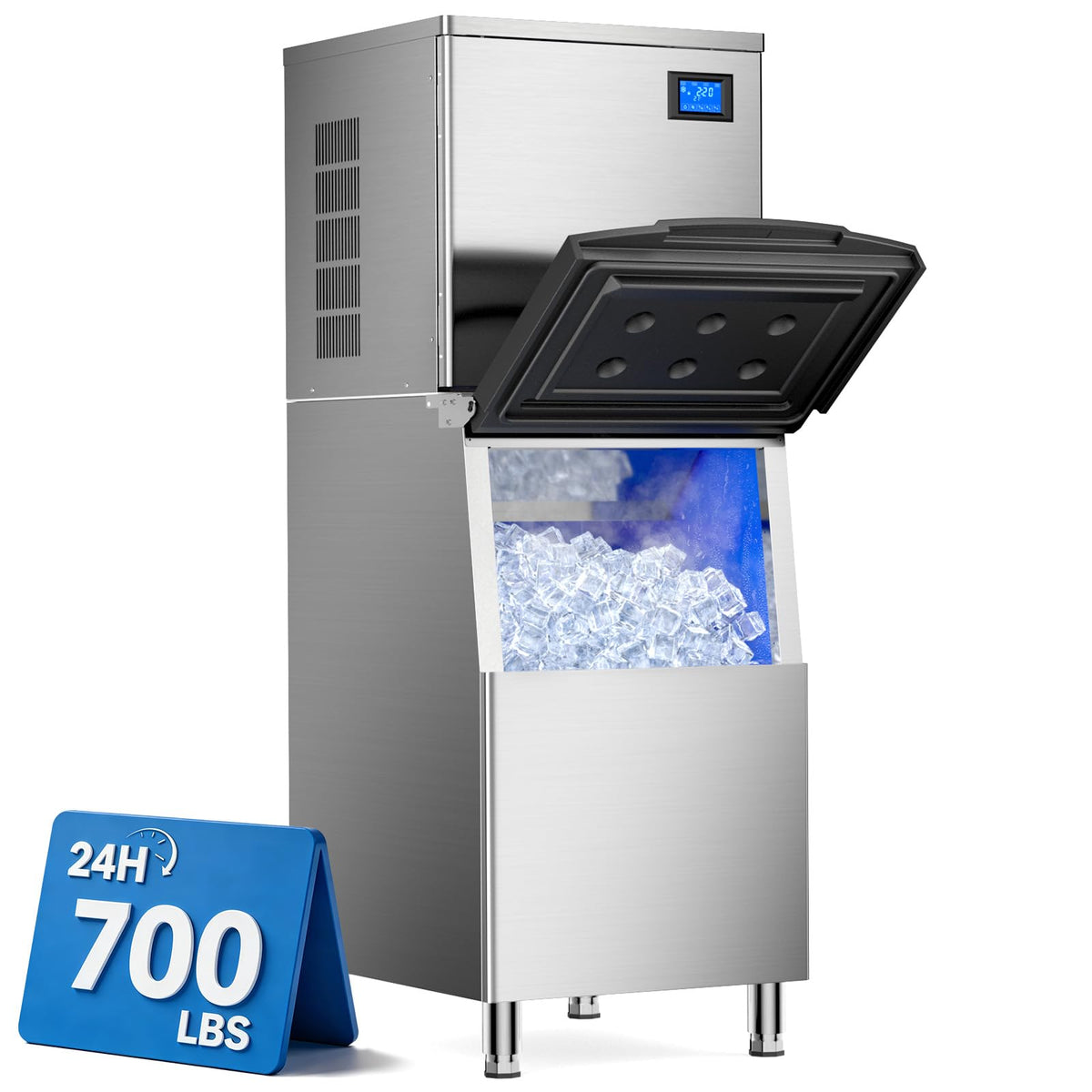 760LBS Commercial Ice Maker with 560LBS Storage Bin