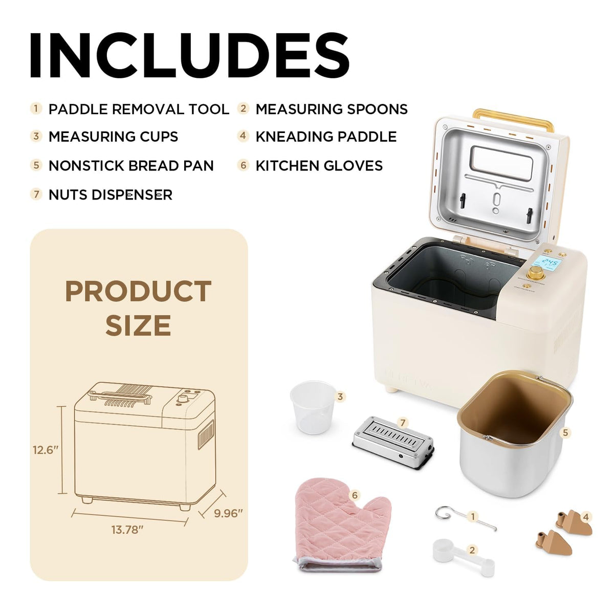 3.3LB Automatic Bread Maker Machine for Home Baking
