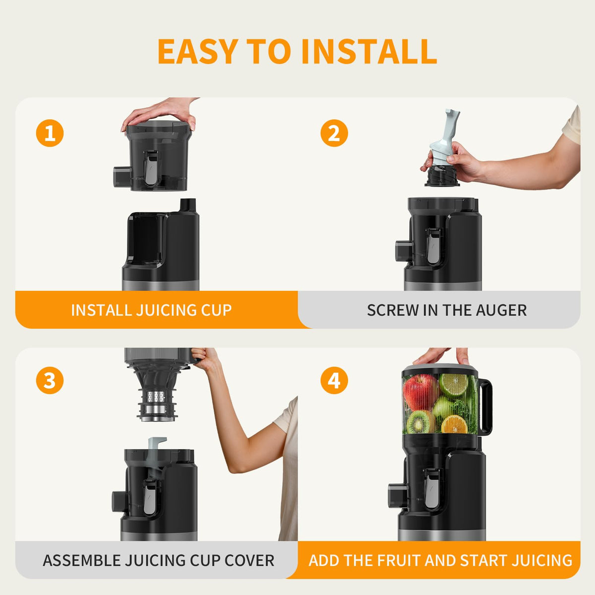 400W Cold Press Juicer 3 in 1 Masticating Juicer