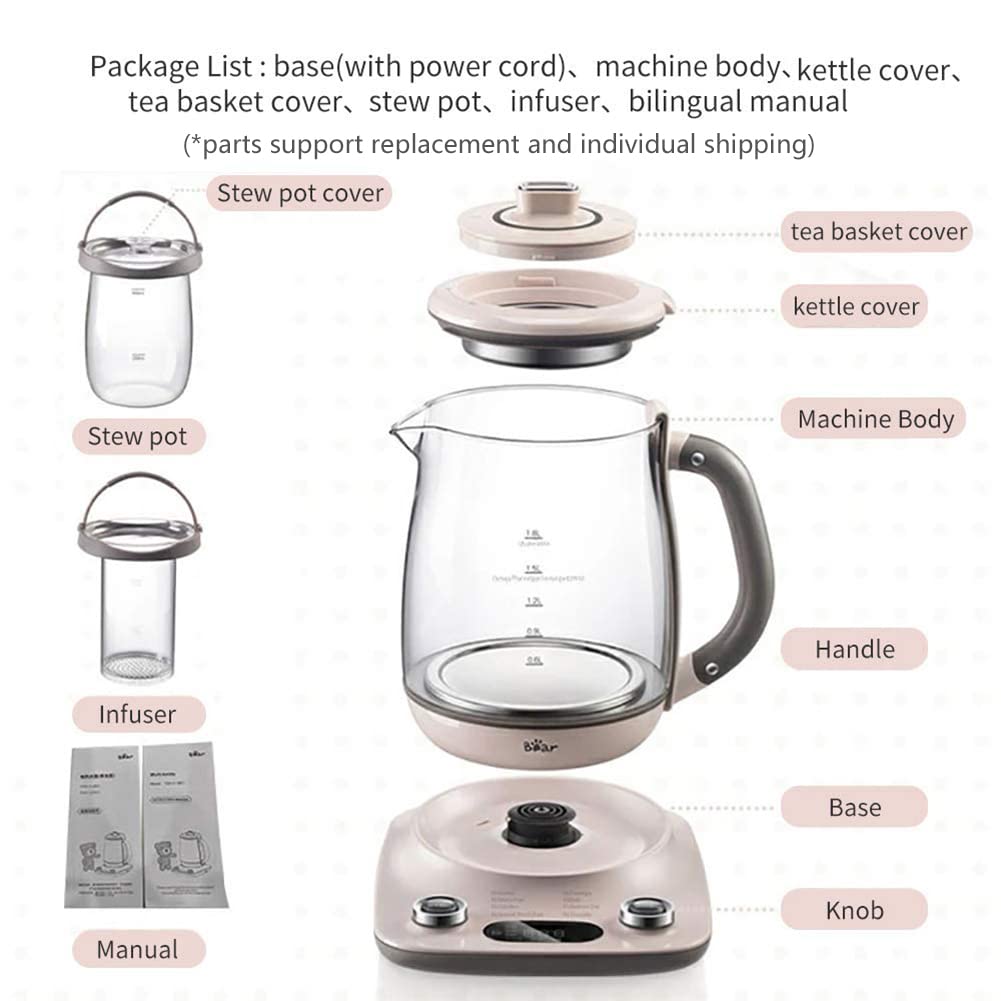 1.8L Glass Tea Maker Kettle with Temperature Control