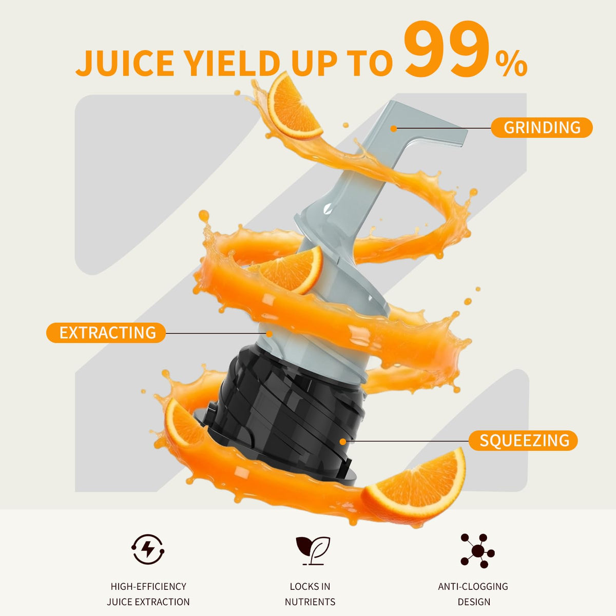 400W Cold Press Juicer 3 in 1 Masticating Juicer