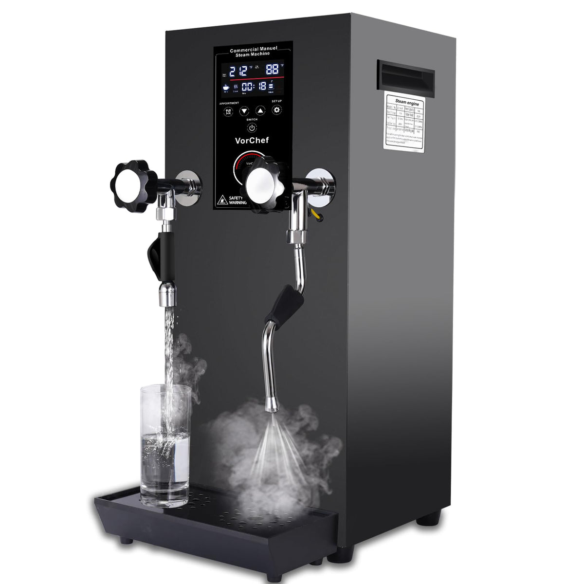 2500W Commercial Automatic Steam Milk Frother with LED Display