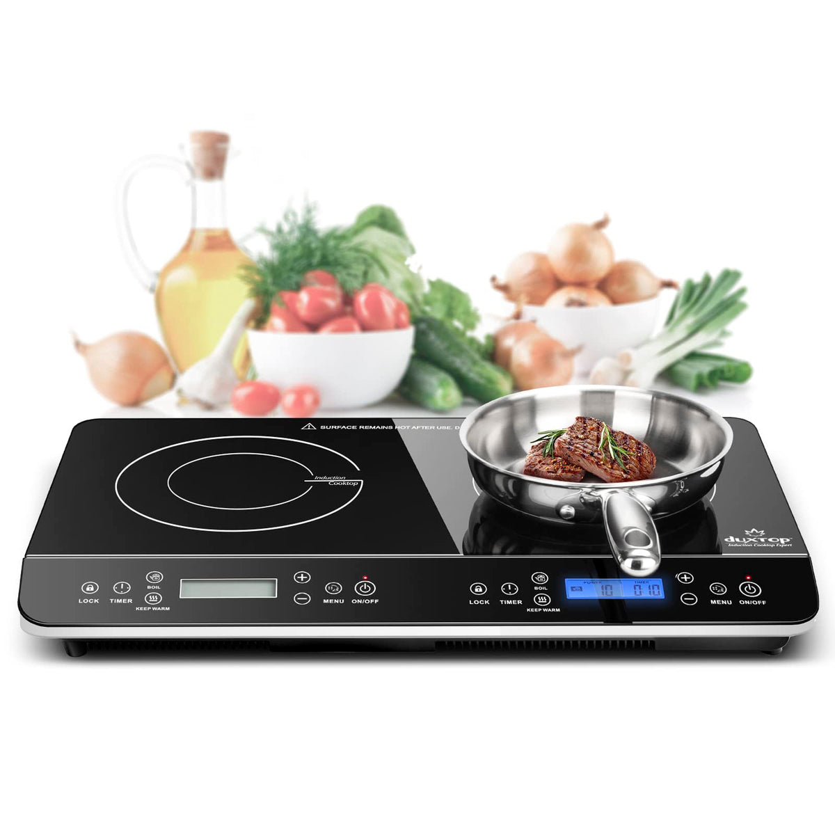 1800W Double Induction Cooktop LCD Digital Countertop Burner