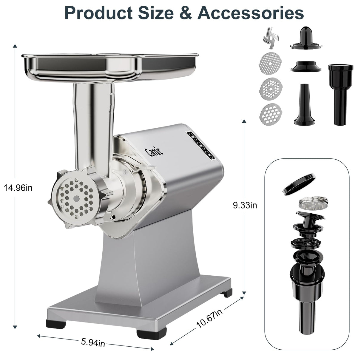 300W Electric Meat Grinder Mincer Sausage Stuffer for Home Kitchen