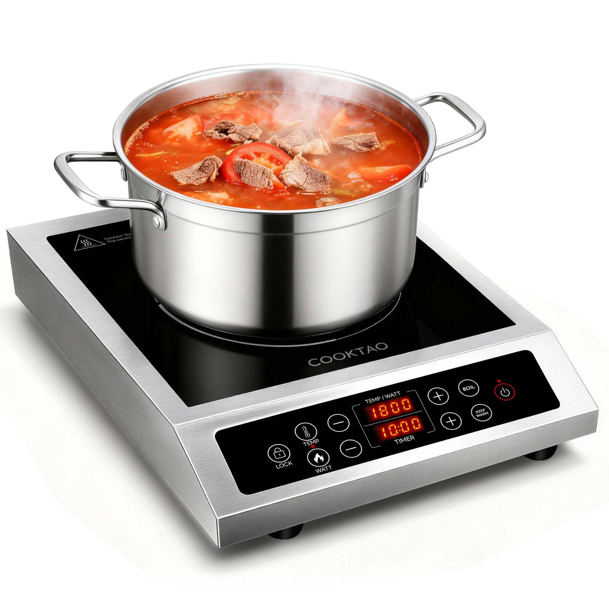 1800W Stainless Steel Induction Cooktop Single Burner