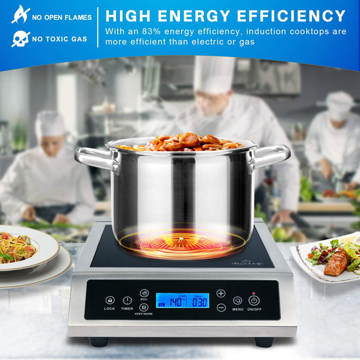 1800W Portable Induction Cooktop LCD Touch Countertop Burner