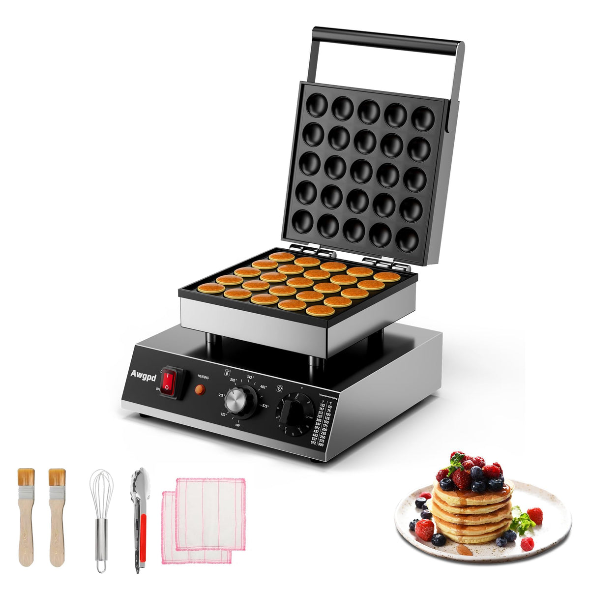 Commercial Mini Dutch Pancake Maker with Dual Temperature Control