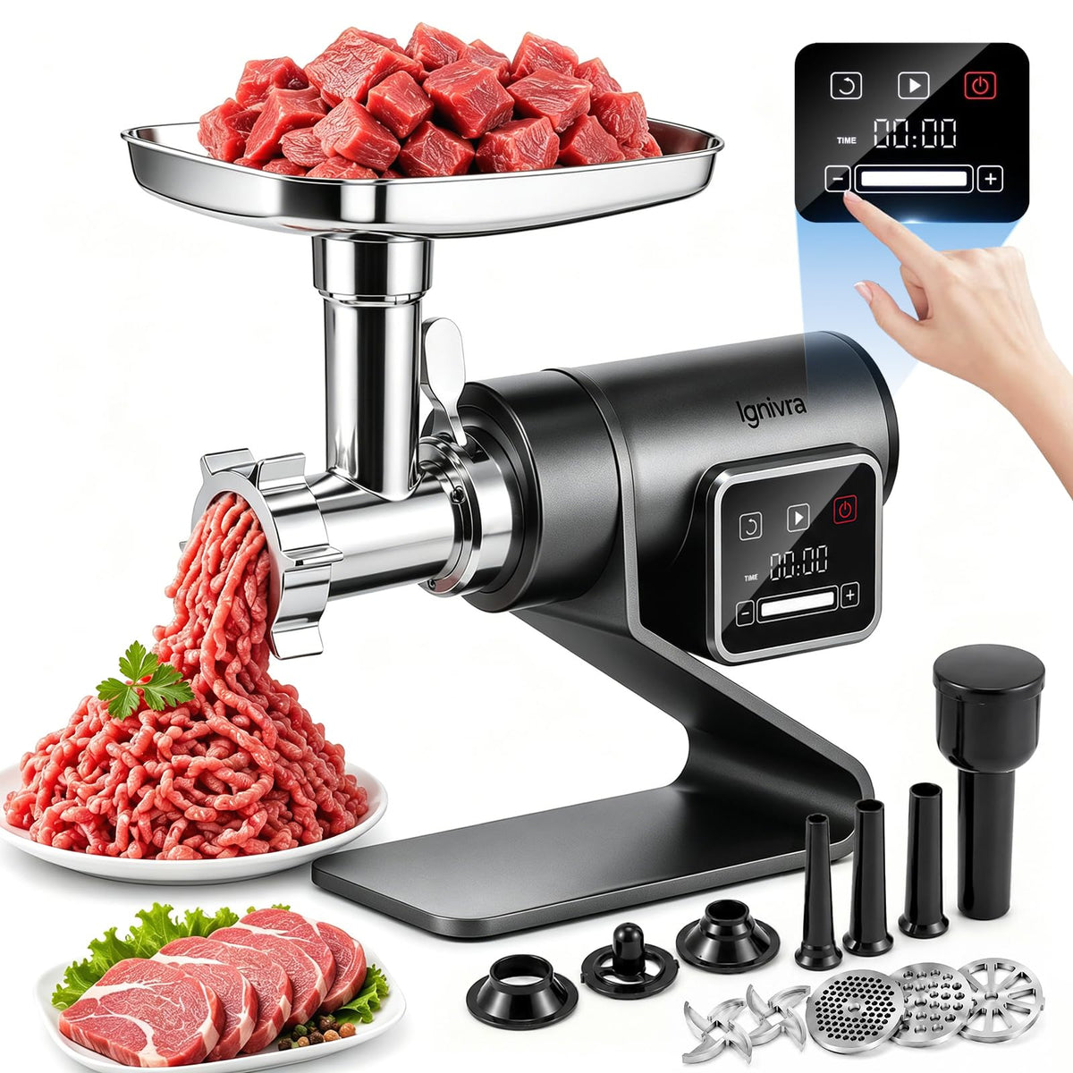 3200W Digital Touch Mincer Electric Meat Grinder Sausage Kit