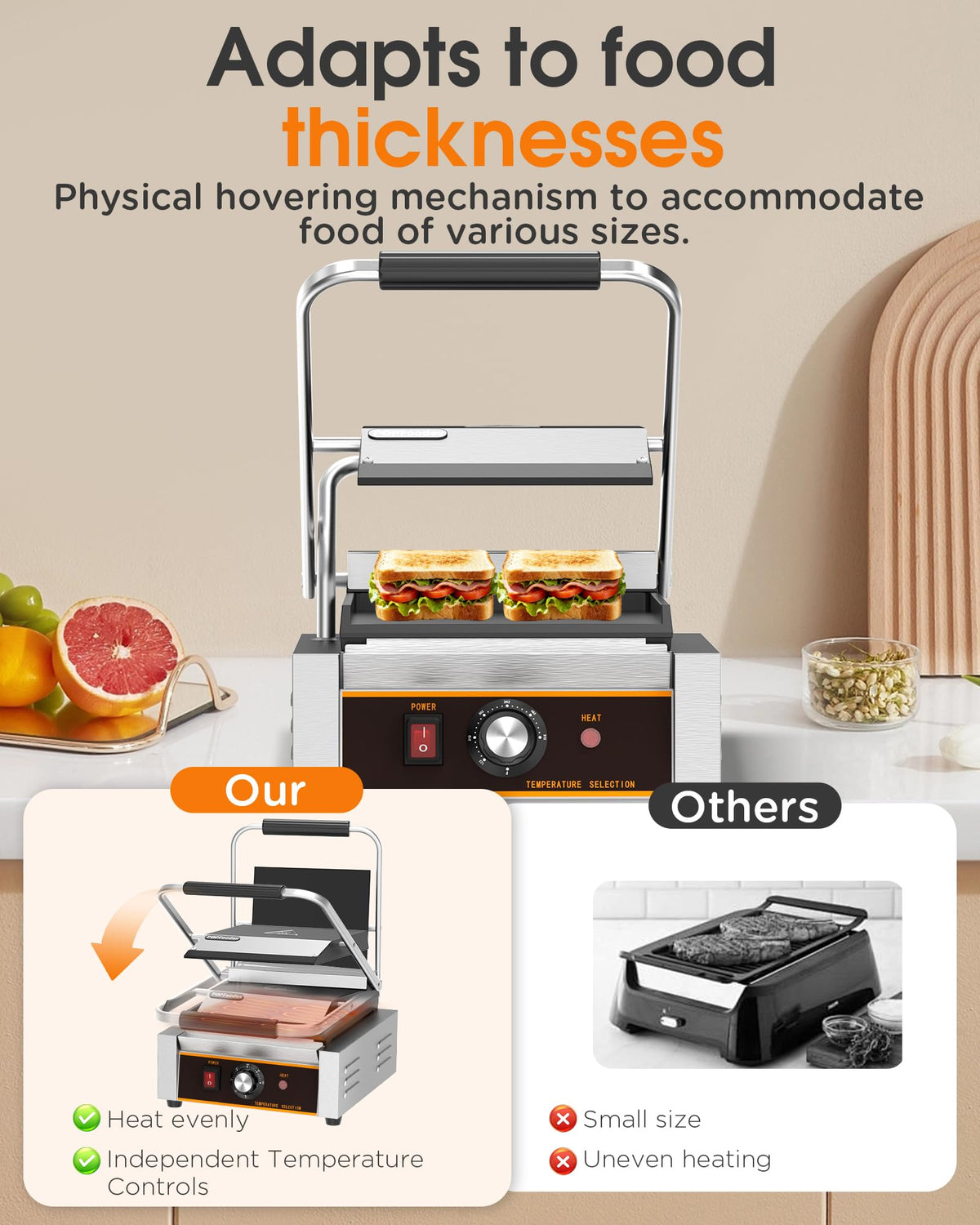 Commercial Electric Panini Press Sandwich Grill