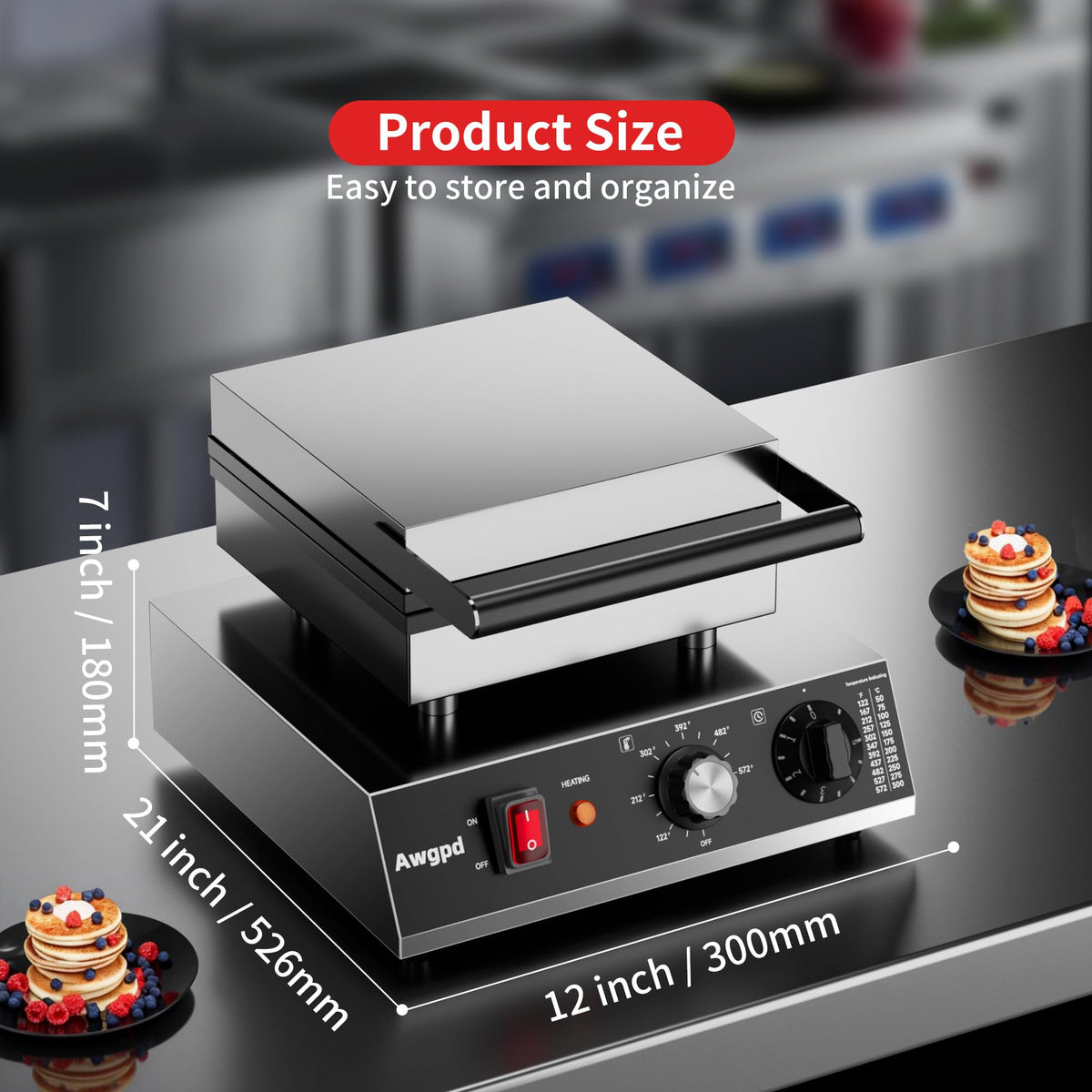 Commercial Mini Dutch Pancake Maker with Dual Temperature Control