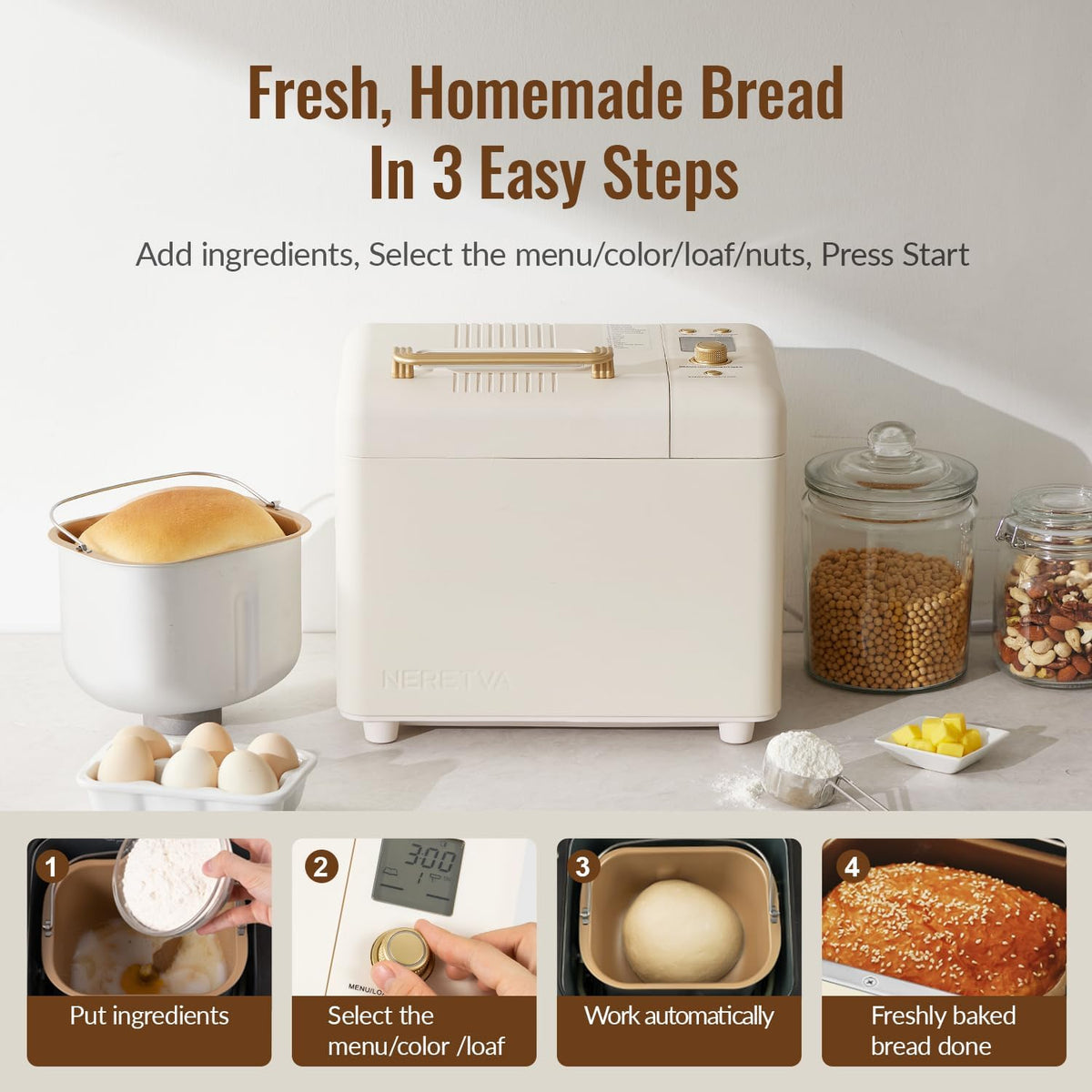3.3LB Automatic Bread Maker Machine for Home Baking
