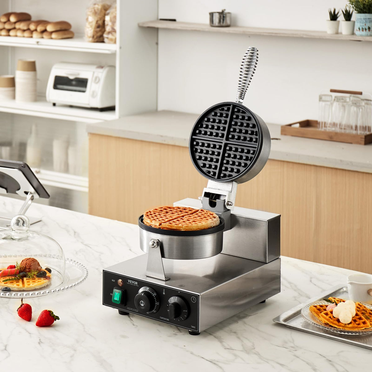 Commercial Electric Waffle Maker with Temperature Control