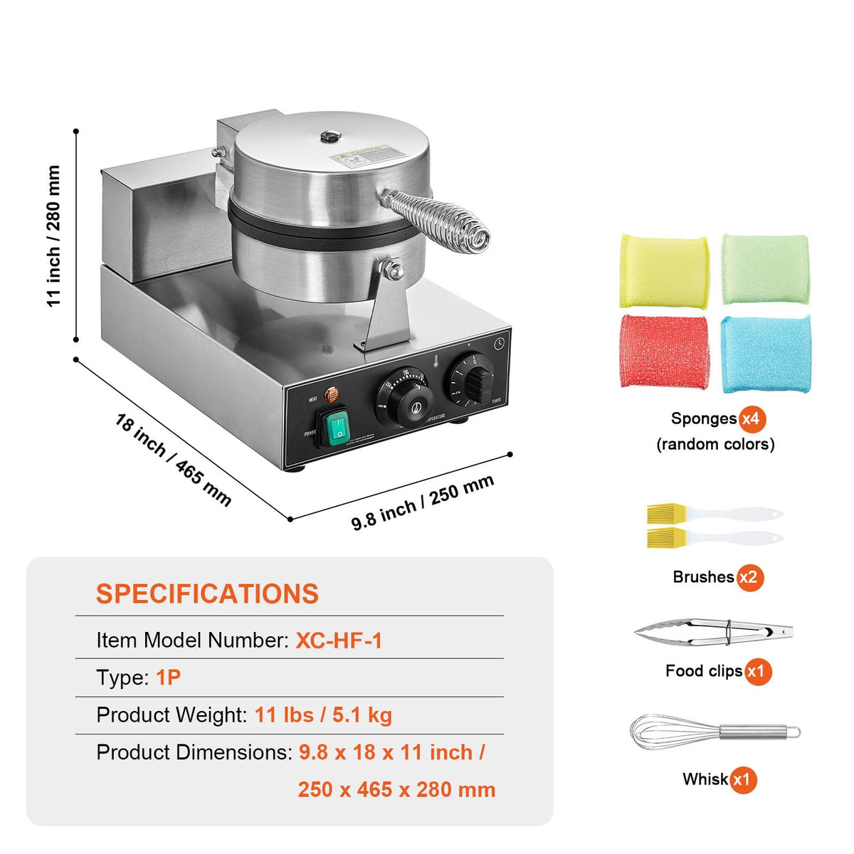 Commercial Electric Waffle Maker with Temperature Control