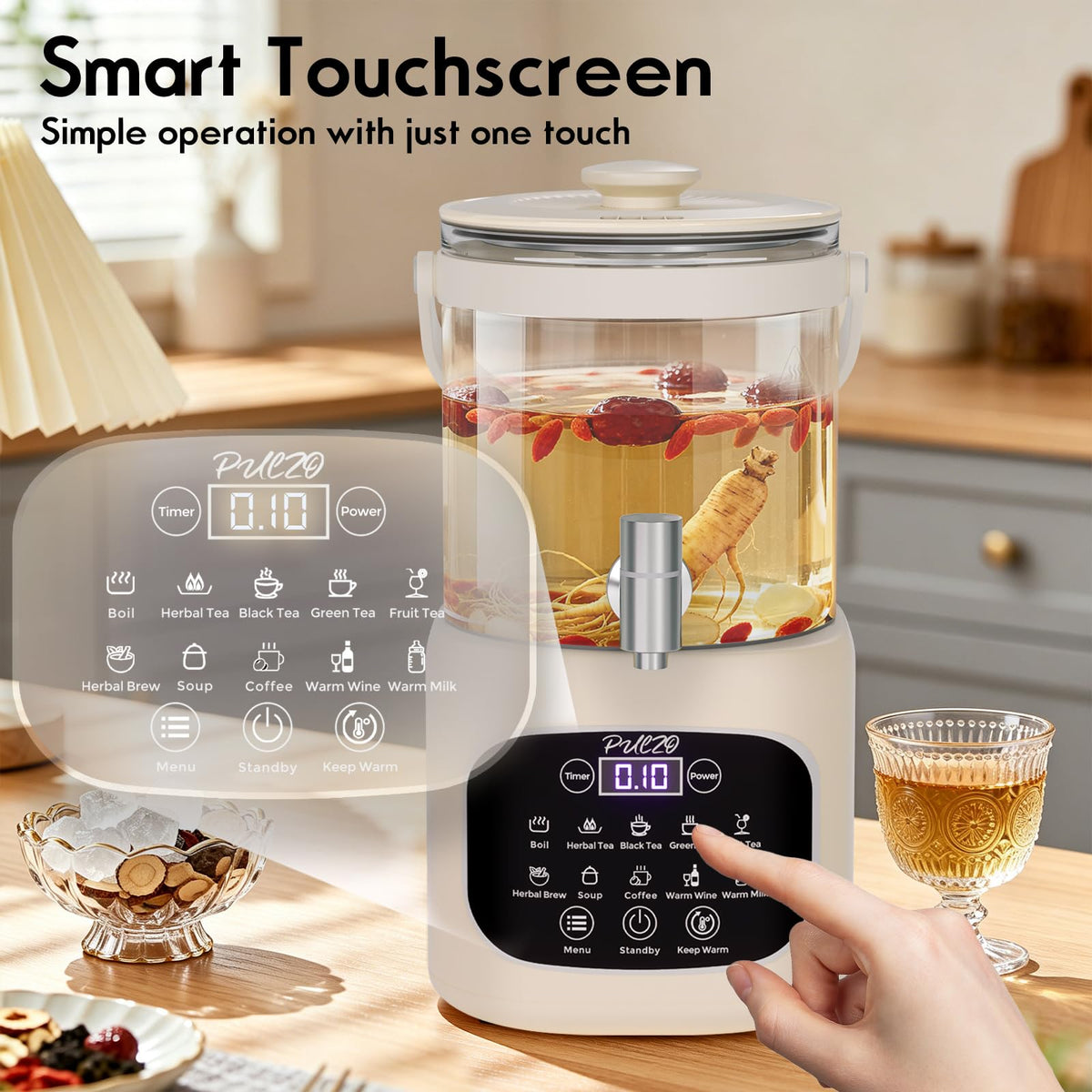 3L Electric Glass Kettle Beverage Dispenser with Infuser