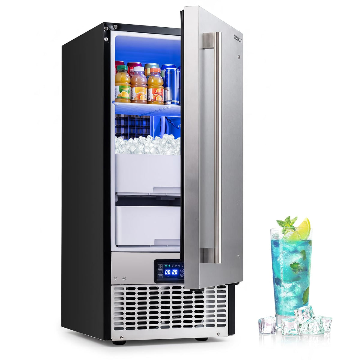15 Inch Commercial Undercounter Cube Ice Maker 90 LBS Per Day