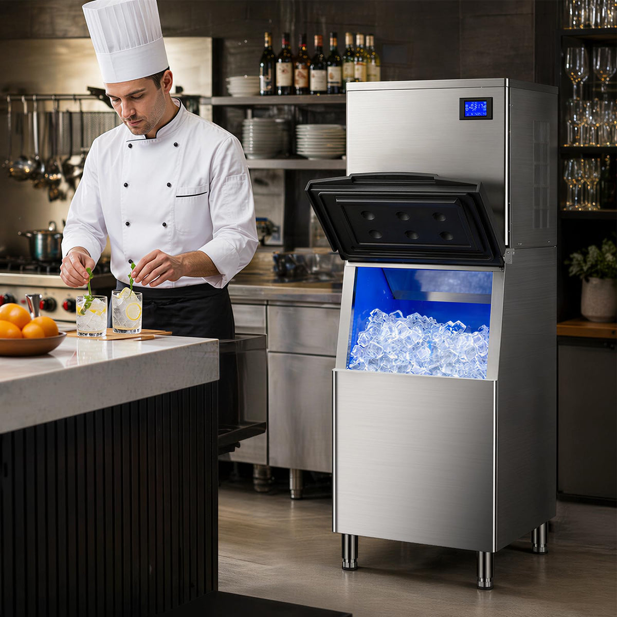 760LBS Commercial Ice Maker with 560LBS Storage Bin