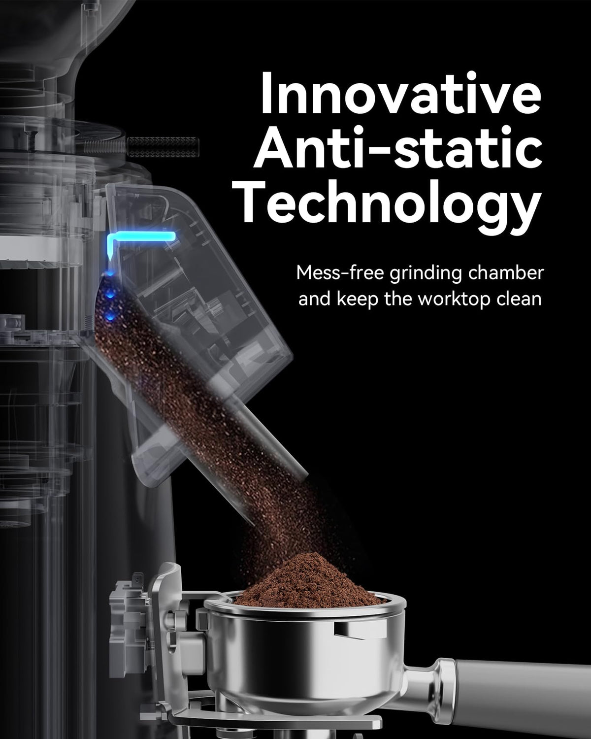 64mm Flat Burr Coffee Grinder with 100 Grind Settings and LED Display