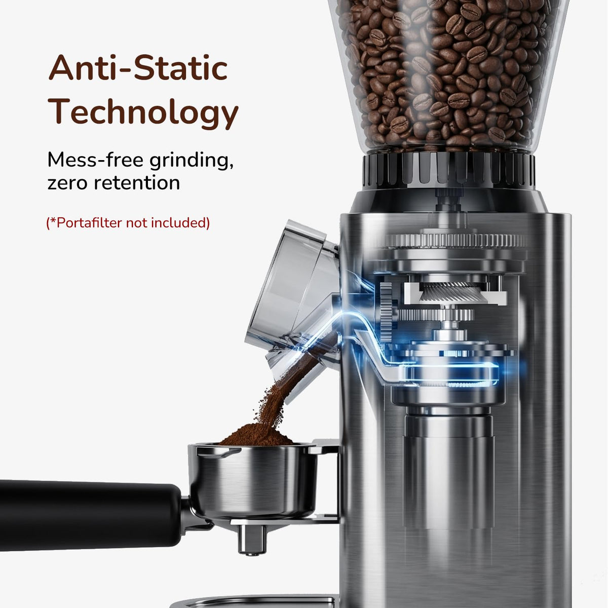 Electric Burr Coffee Grinder with 48 Grind Settings Anti Static