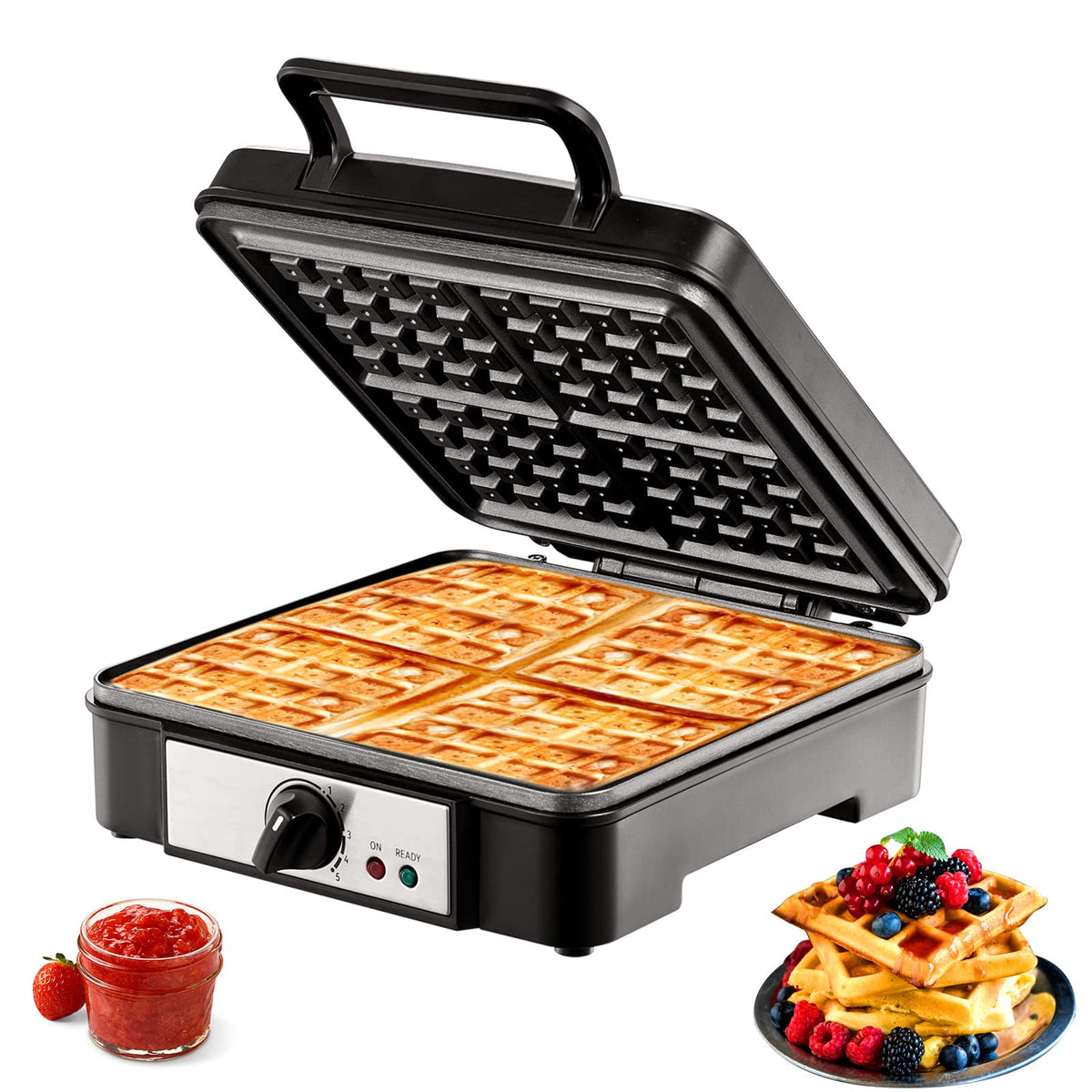 Commercial Electric Waffle Maker with Temperature Control