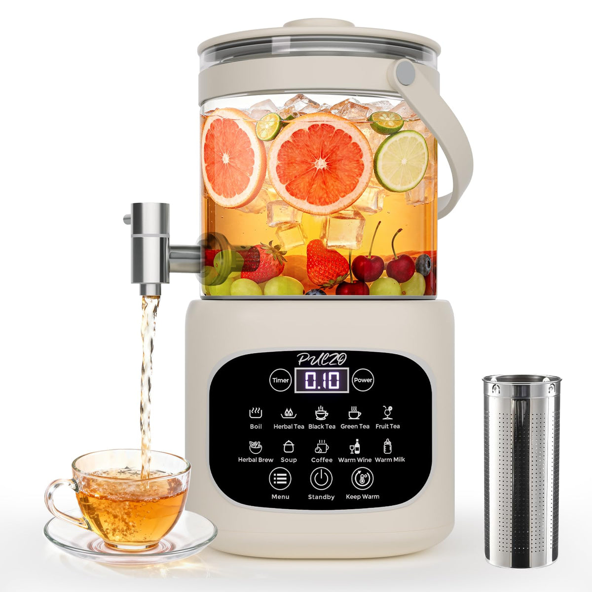3L Electric Glass Kettle Beverage Dispenser with Infuser