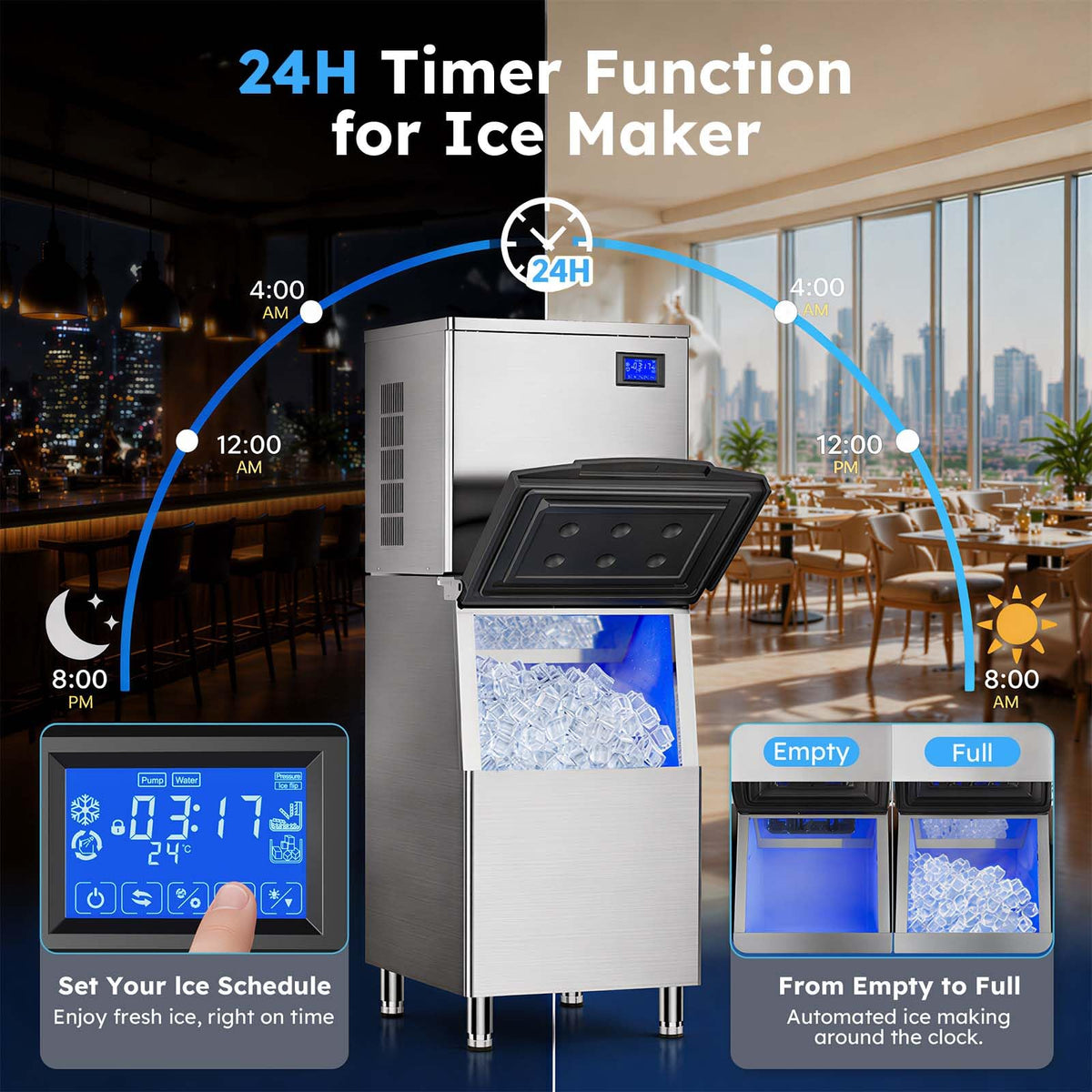 760LBS Commercial Ice Maker with 560LBS Storage Bin