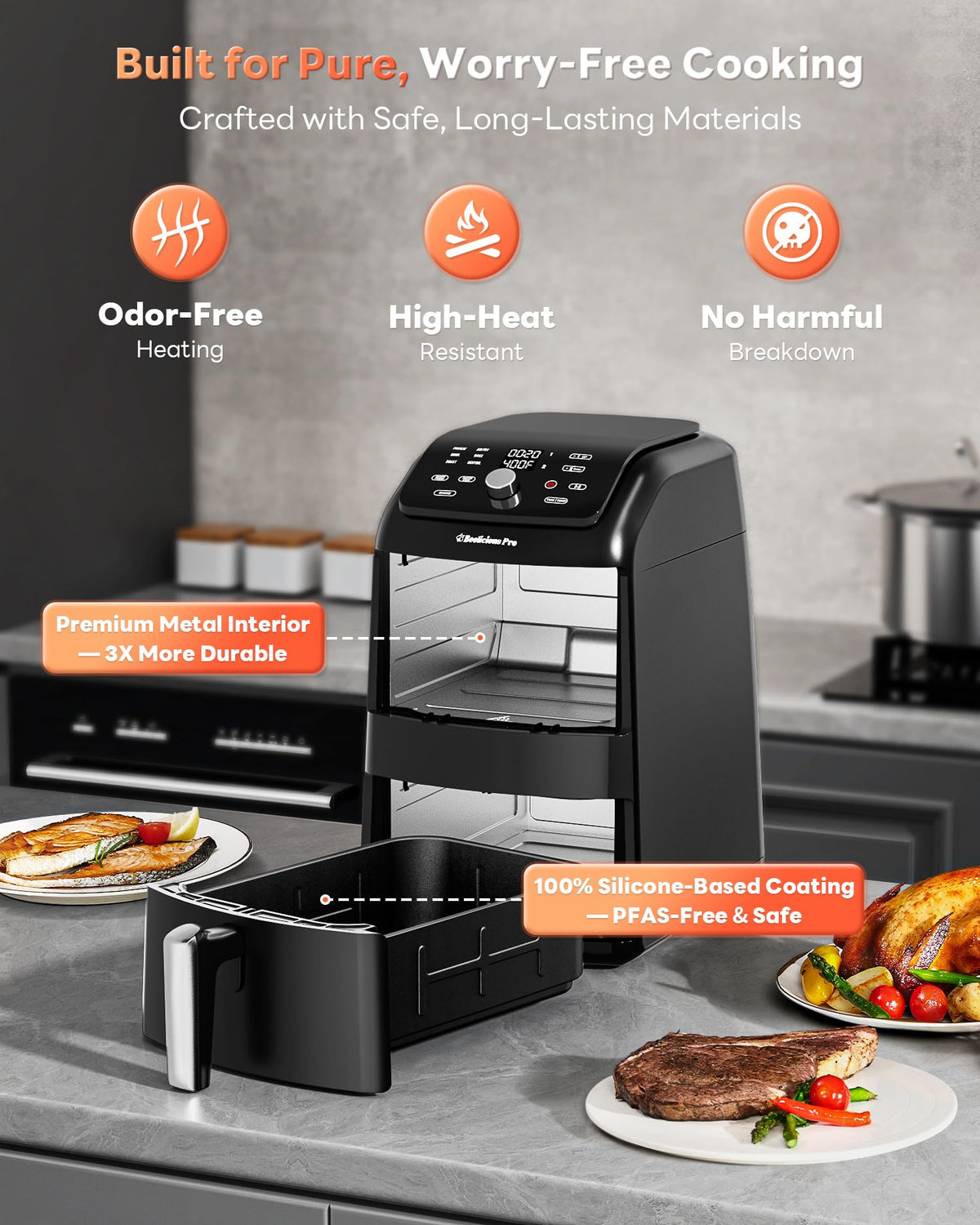 12QT Large Double Air Fryer Family Size Dual Basket Air Fryer