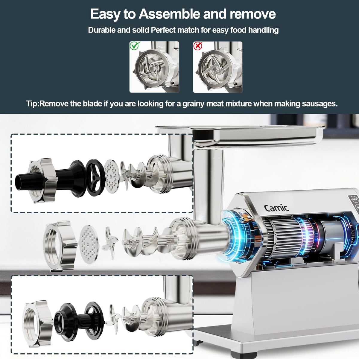 300W Electric Meat Grinder Mincer Sausage Stuffer for Home Kitchen