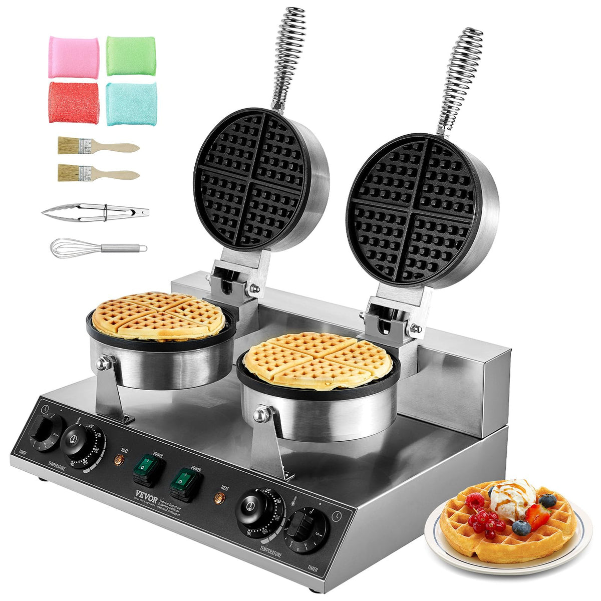 Commercial Electric Waffle Maker with Temperature Control