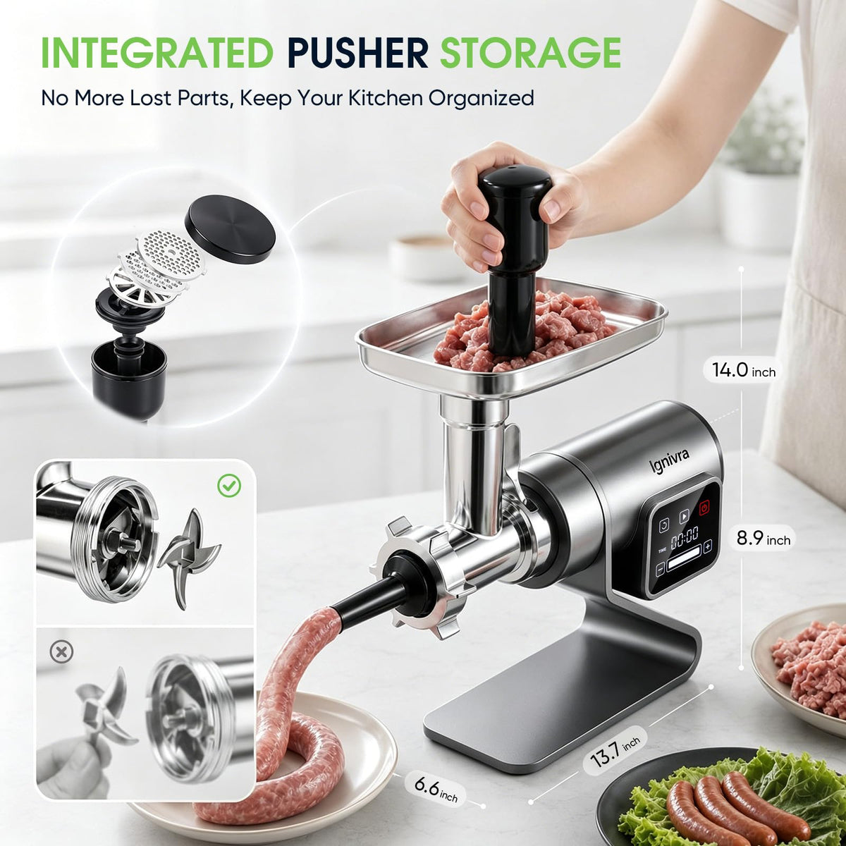 3200W Digital Touch Mincer Electric Meat Grinder Sausage Kit
