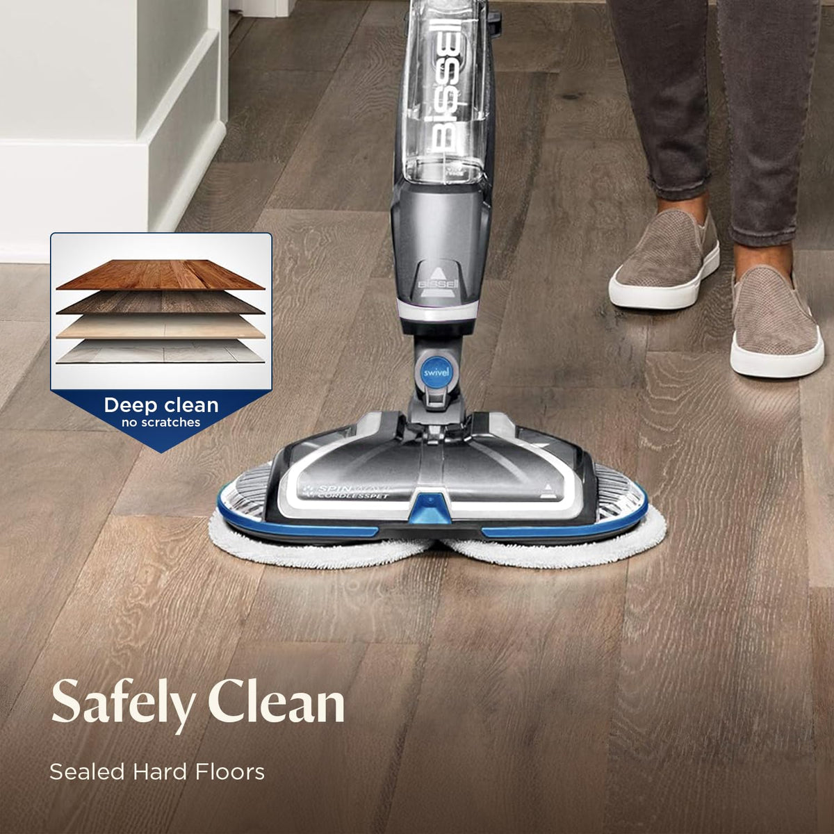 Cordless Spin Mop Cleaner for Sealed Hard Floors
