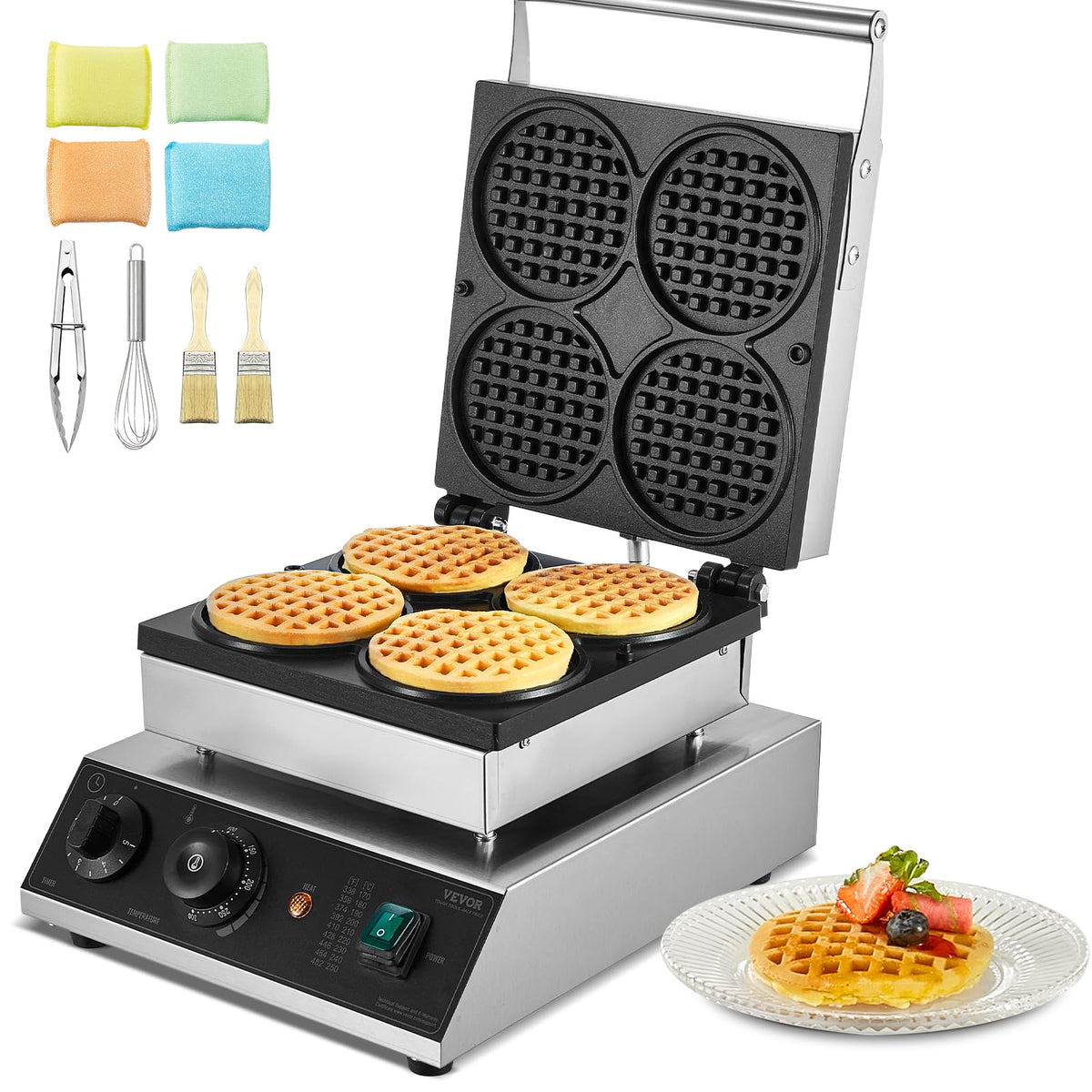 Commercial Electric Waffle Maker with Temperature Control
