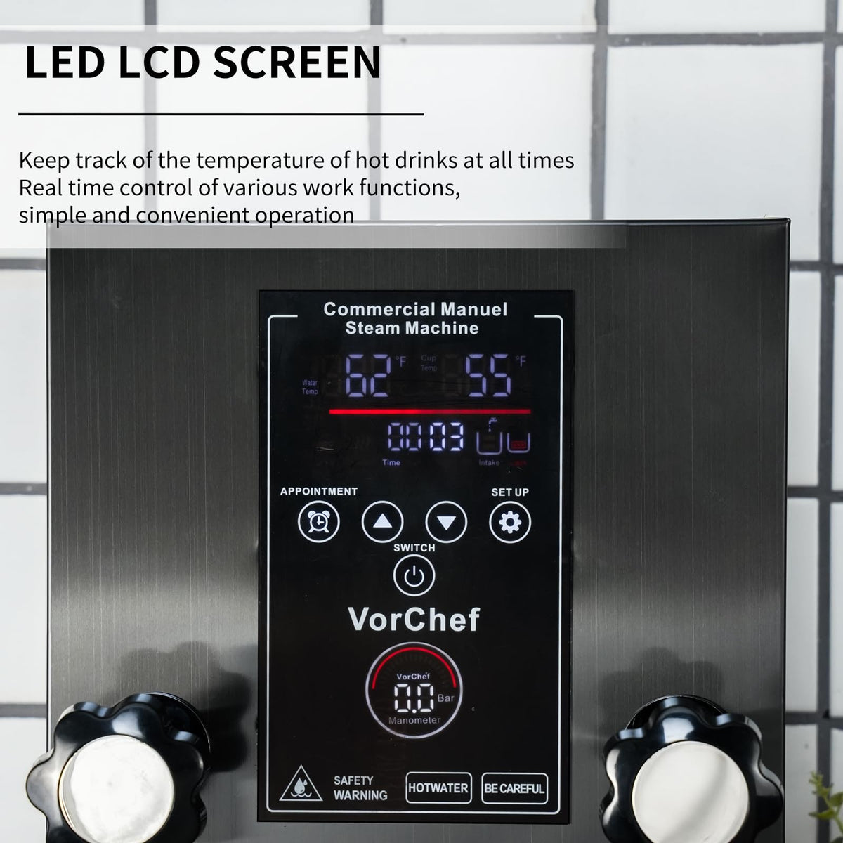 2500W Commercial Automatic Steam Milk Frother with LED Display