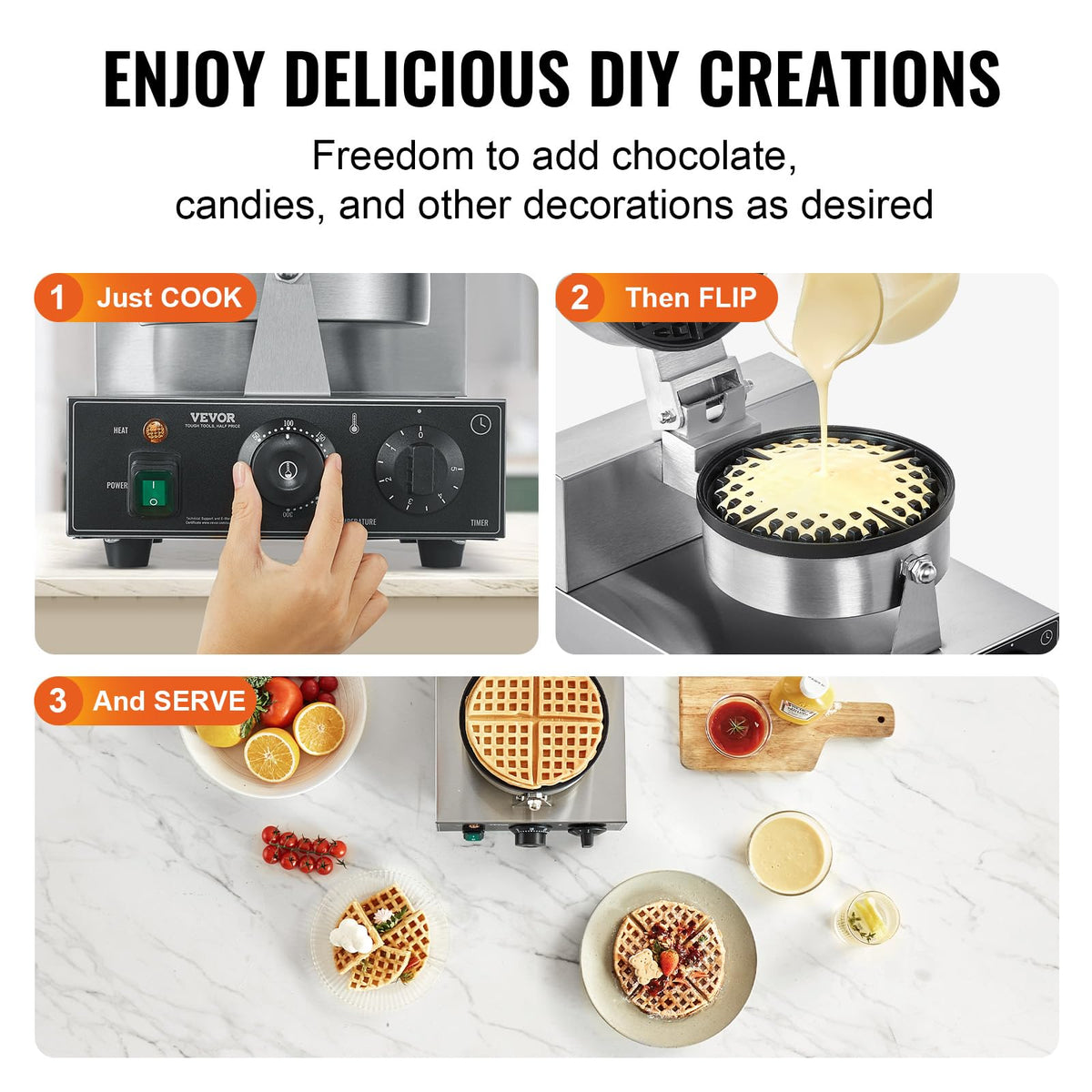 Commercial Electric Waffle Maker with Temperature Control