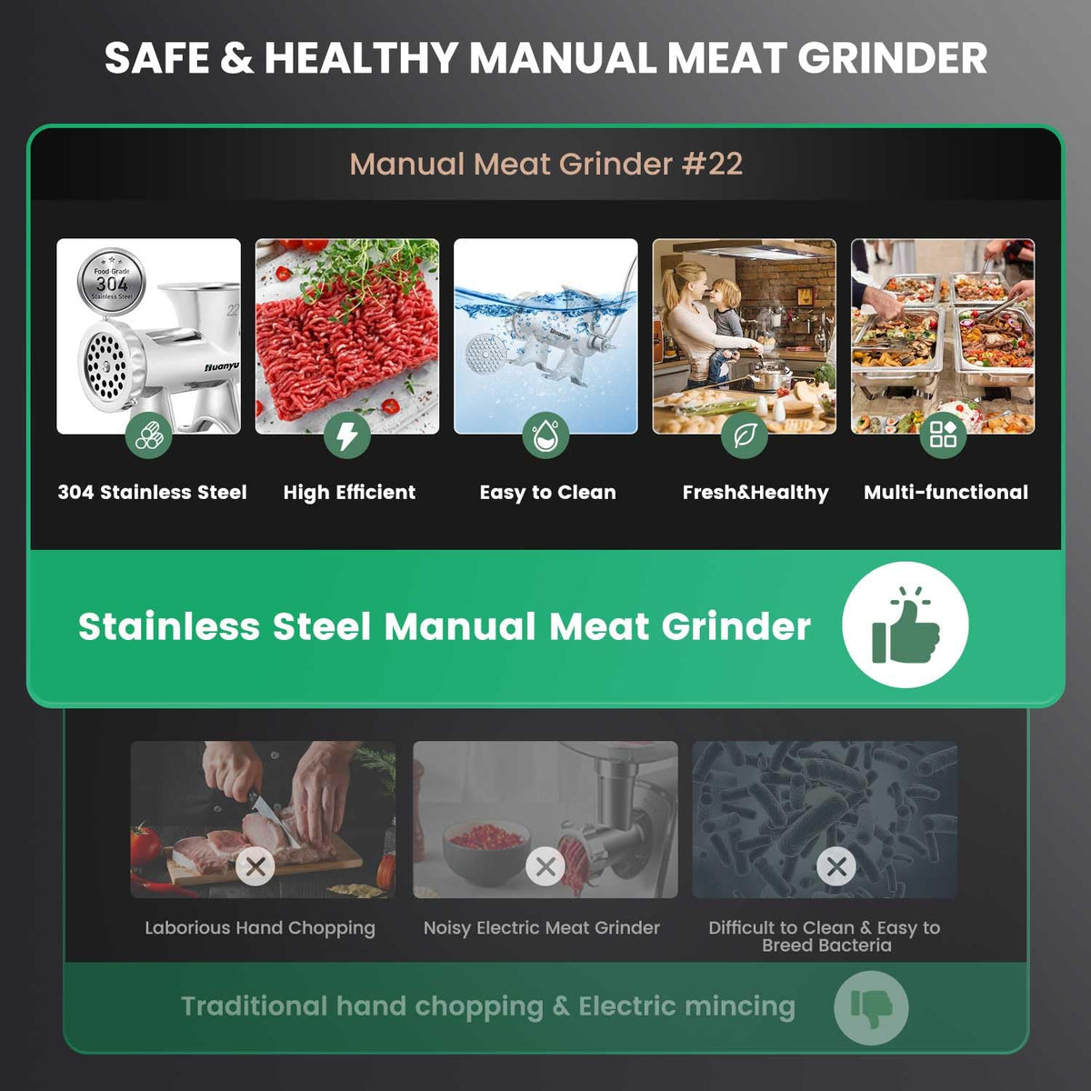 Manual Meat Grinder Sausage Stuffer No 22