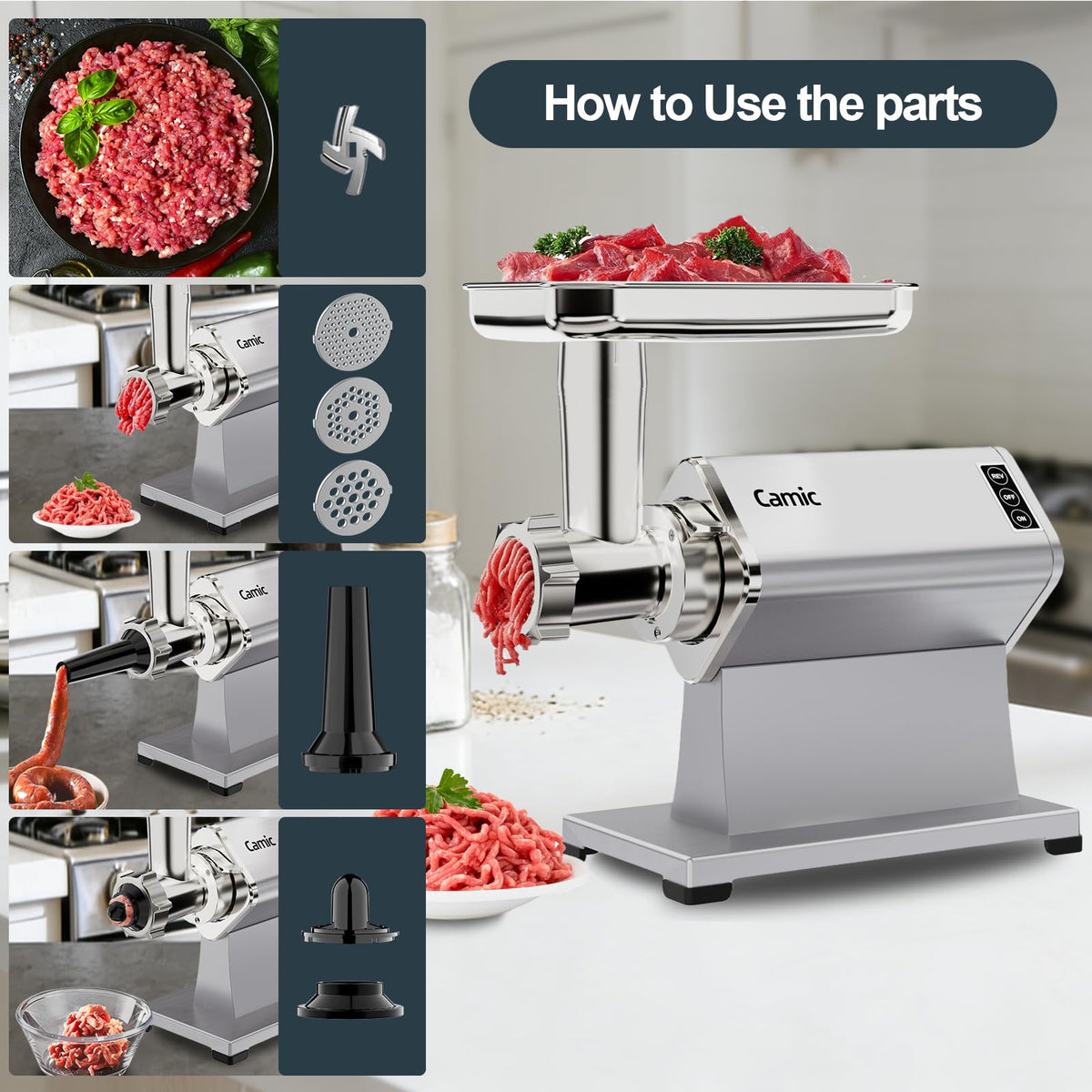 300W Electric Meat Grinder Mincer Sausage Stuffer for Home Kitchen