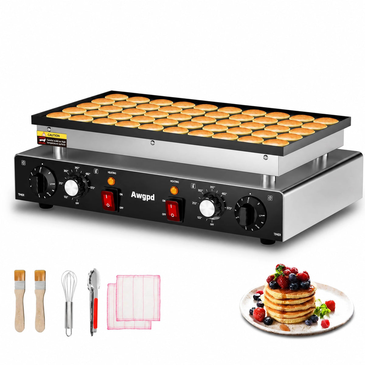 Commercial Mini Dutch Pancake Maker with Dual Temperature Control
