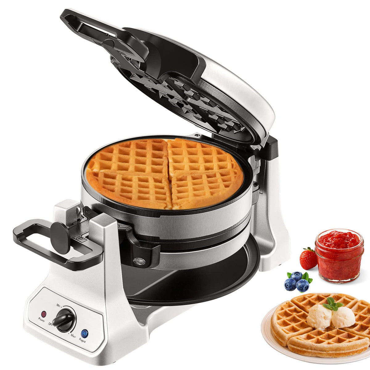 Commercial Electric Waffle Maker with Temperature Control