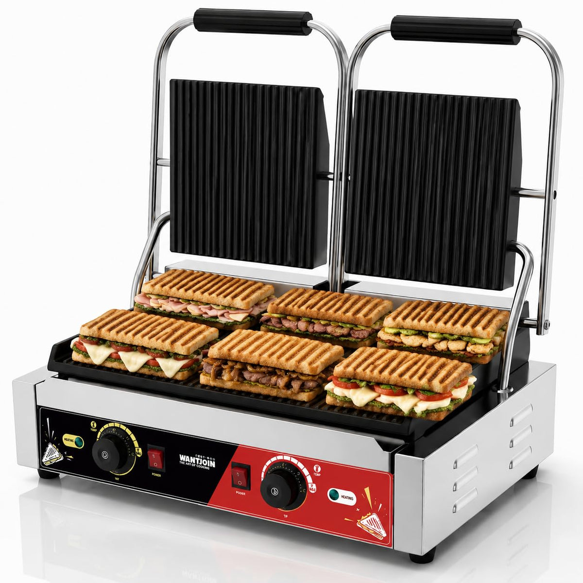 3600W Commercial Panini Press with Dual Temperature Control