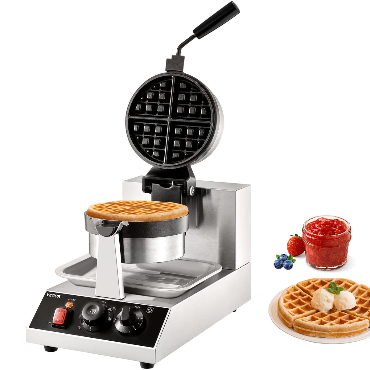 Commercial Electric Waffle Maker with Temperature Control